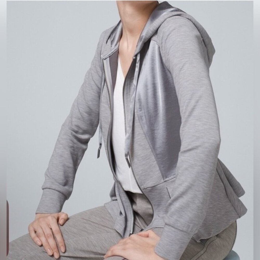 WHBM WKND Women's Peplum Full Zip Side Pockets Drawstring Hoodie Jacket NWOT